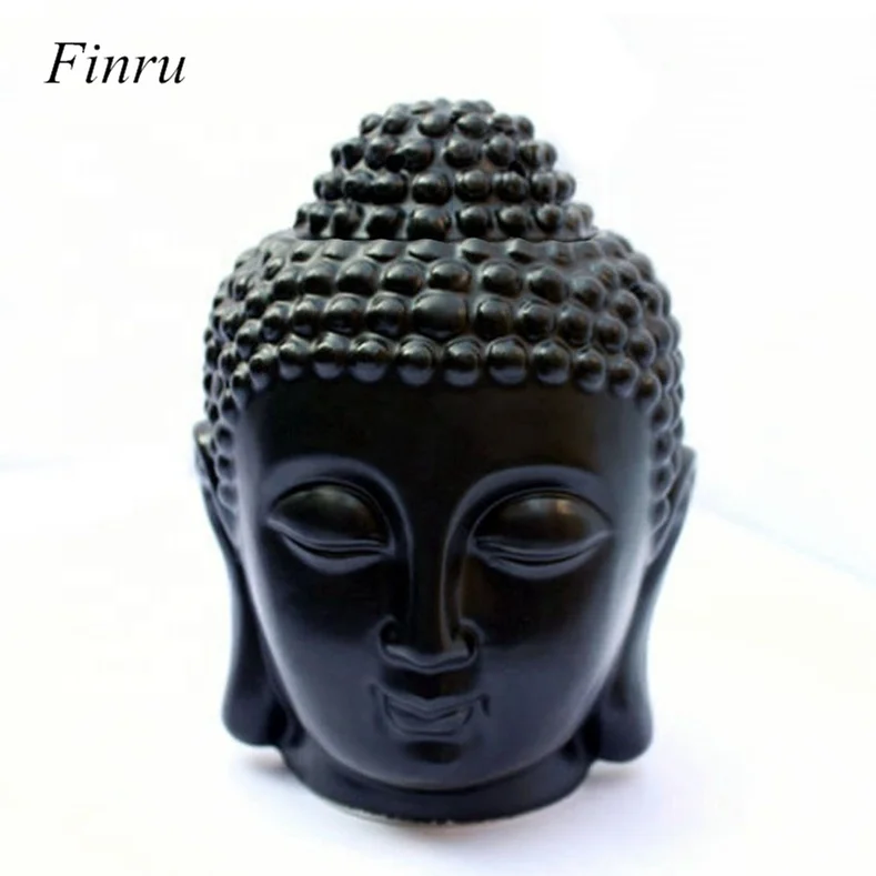 

Aromatherapy Ceramic Oil Burner Buddha Head Aroma Diffuser Incense Burner, White;black