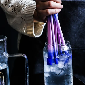 Image of Temperature sensitive stainless steel color changing 6*215mm Drinking straw