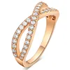 KUNIU Fork Pattern American Gold Plated Paved Zircon Ring,18k Gold Ring Woman Jewelry