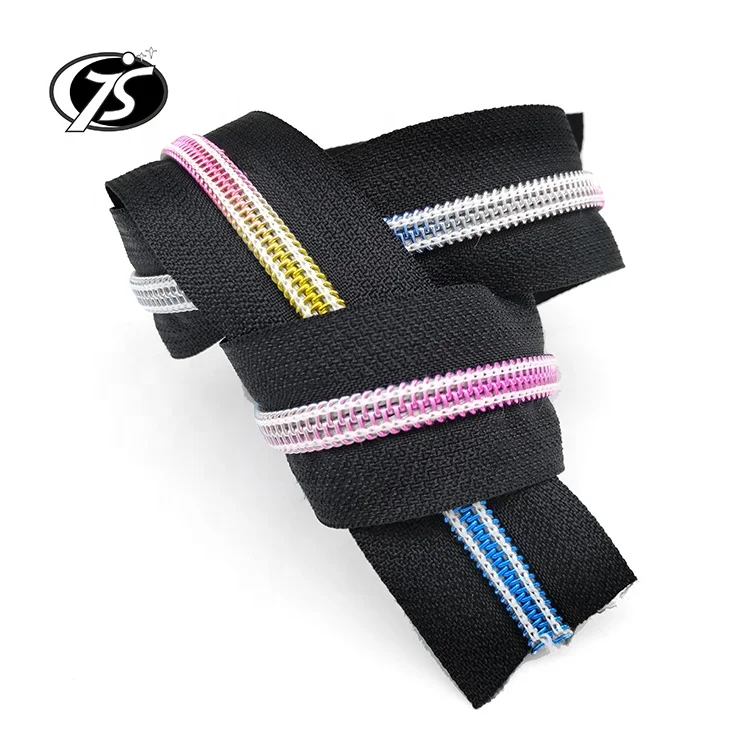 Rainbow Teeth Zipper Nylon Coil  5 No Two way reversible Zipper Double Sided