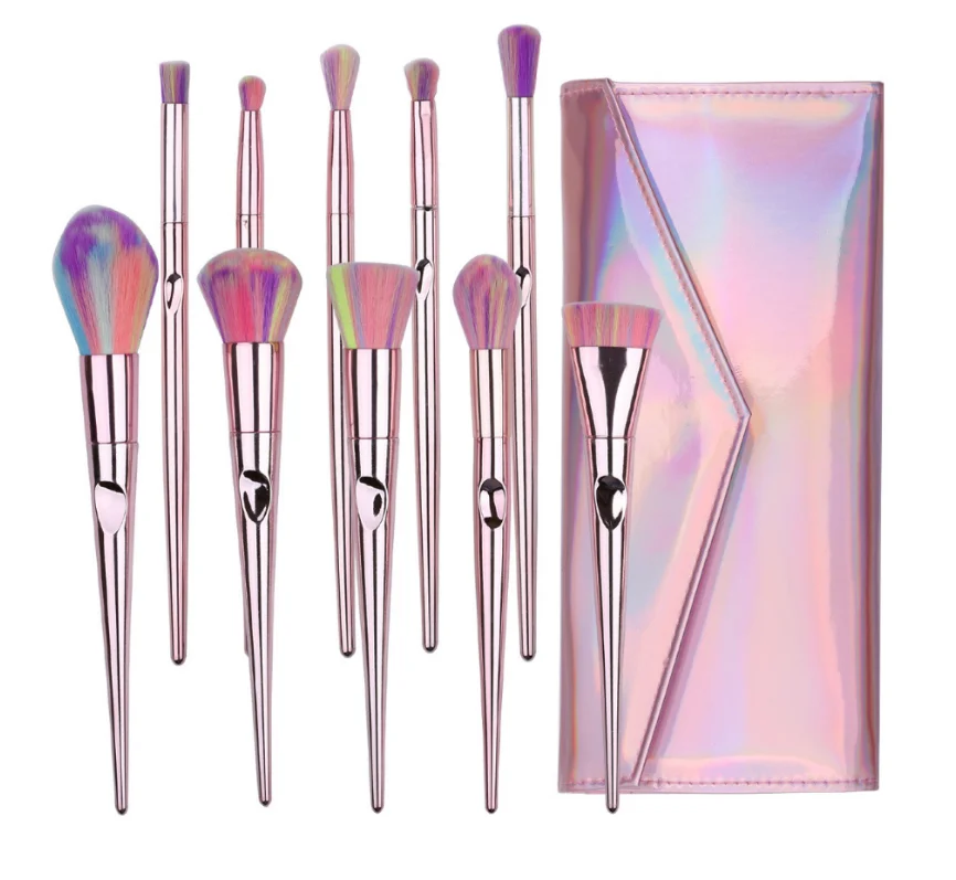 

New Nylon material brush 10 piece thumb makeup brush set, Three colors for choice