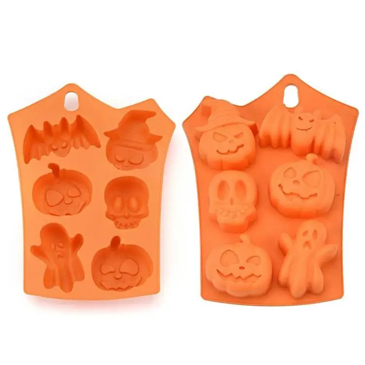 

Durable Food Grade Halloween Pumpkin Ghost 3D Shape Cake Baking Decoration Tools Support Custom Silicone Cake Mold, Orange or according to your request .