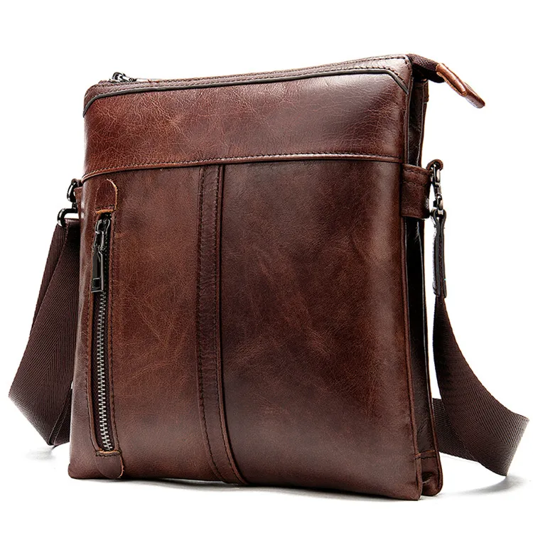 

Chinese Suppliers Factory Direct Sales 1023 Leather Crossbody Bag Men, Black/red coffee/red brown