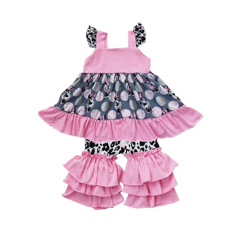 

wholesale price boutique baby girl clothes with ruffle pants clothing sets kids summer /spring outfits