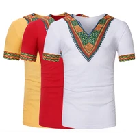 

New Fashion V Neck Casual Summer Breathable Dashiki Top Shirt African Clothing Men