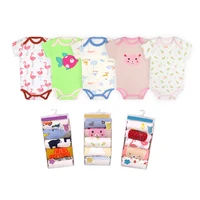 

cotton short sleeve baby romper/pajamas pattern with embroidered and printed