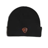 OEM Winter Beanie Knitted Hats With Leather Patch Logo For Men/Women