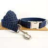 wholesale well-designed cool plaid collar handmade dog collar THE DEEP BLUE PLAID 5 size