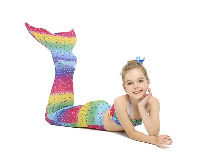 

Hot selling 4 pieces mermaid tails suits swimwear sets with swim fins