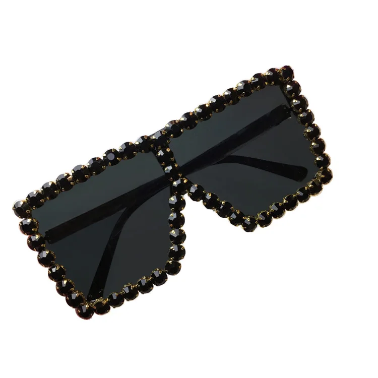 

DIY Custom Clear PC Crystal Women Square Oversized Rhinestone Sunglasses, Mix color or custom colors