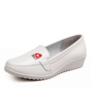 cheap white leather nursing shoes