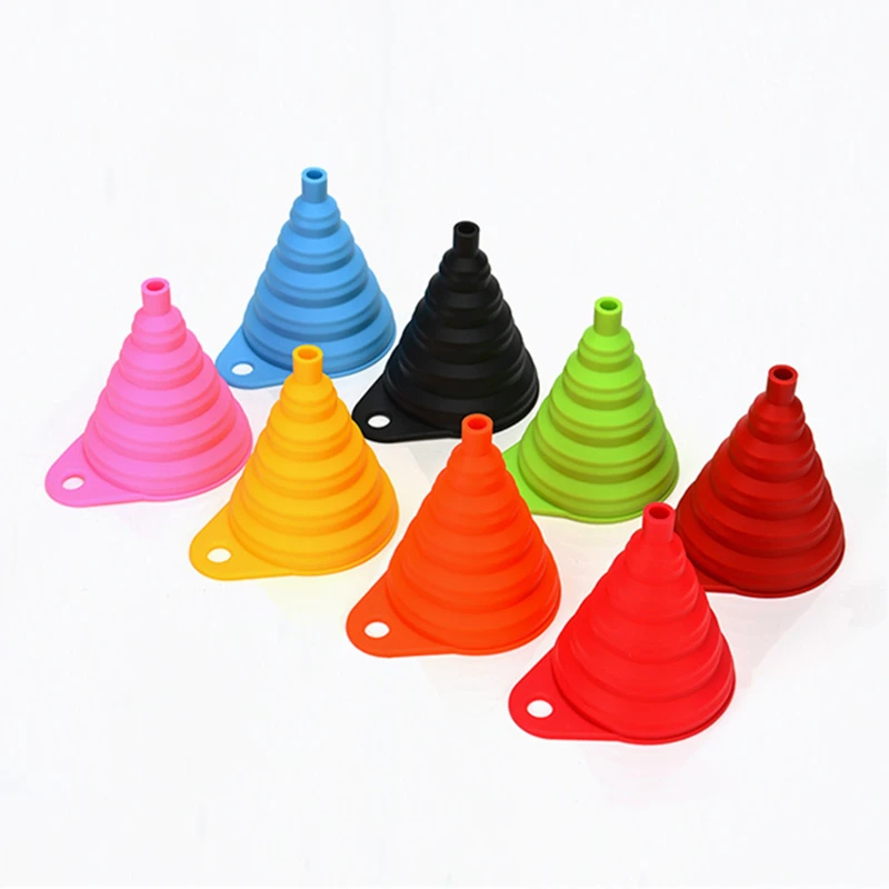 

High Quality Silicone Folding Funnels,Collapsible Funnel Set 5 Color Available, Red,blue,pink,green,yellow or customized color