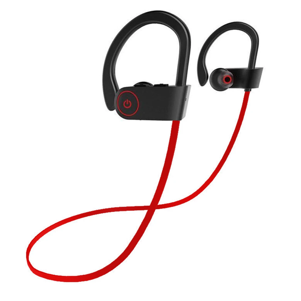 

U8 BT 5.0 Sport headphone Earphone Handfree Wireless earbuds with Mic Sports BT Earphone, Black/red