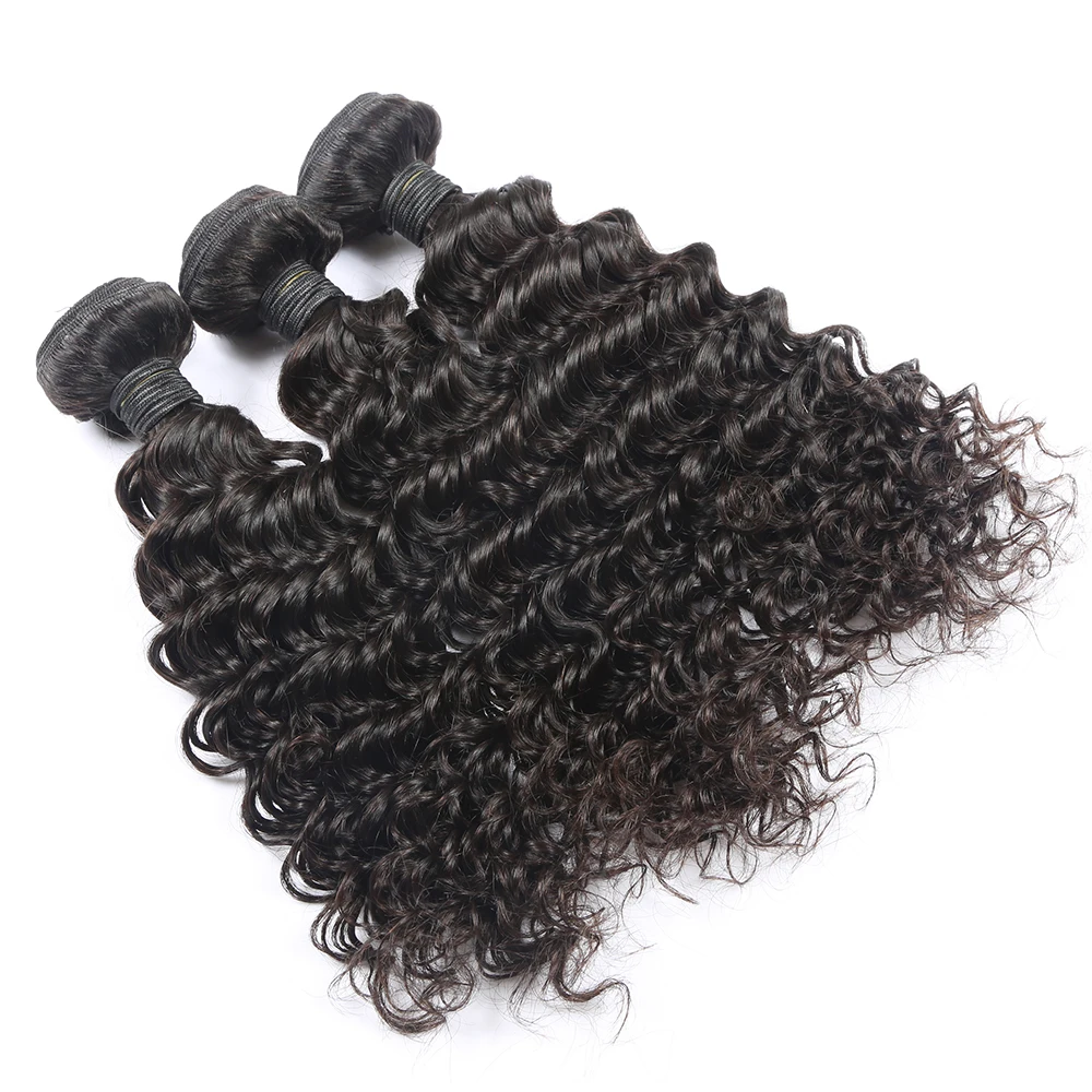 

Brazilian Deep Curly 100% Human Hair Bundles, Natural black