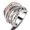 Wide Statement Rings Vintage Cable Wire Crossover Chunky Band Rings for Women Men