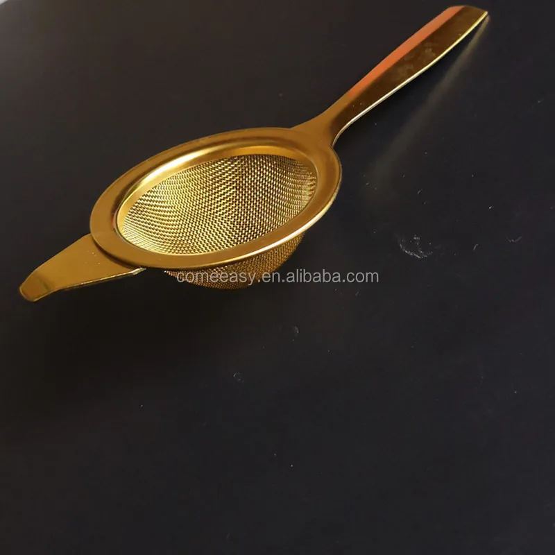 

304 gold color Stainless steel fine mesh strainer with handle kitchenware Restaurant Kitchen Strainer