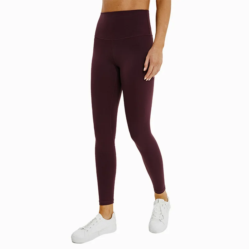 

Custom OEM Women Sports Comfression Leggings Tights With Pocket, Wine red