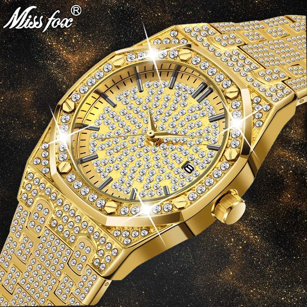 

Mens Watches Top Brand Luxury Gold Diamond Male Wrist Watch Quartz Business Watch Unique Valentines Gifts For Men