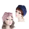 Wholesale Women Long Hair Care Elastic Bowknot Hat Cotton Head Wrap Scarf Turban Bonnet Cancer Chemo Caps Hijab Night Sleep Cap
