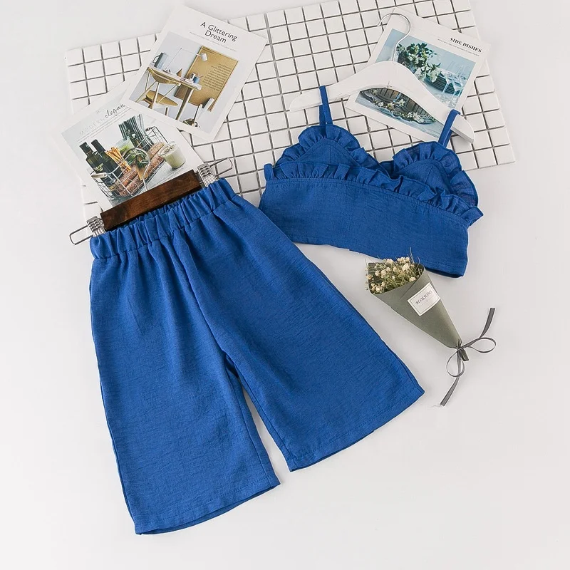 

B23495A Korean Fashion wide leg pants 2019 Summer Children's Clothing set, N/a