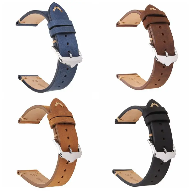 

EACHE Crazy Horse Genuine Leather Wholesales Watch Band For Wrist Watches 18mm 20mm 22mm Vintage Leather Watch Strap, As picture