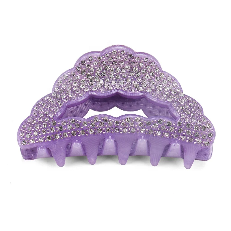 

2019 New Fashion Women Hair Accessories Hollow Flower Acrylic Hair Claw Austria Rhinestone Hair Claw Clips, Purple;green;champagne