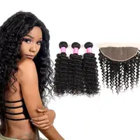 

Wendy Hair human hair frontal lace curly hair with frontal, 22 inch deep wave bundles with 20 inch frontal