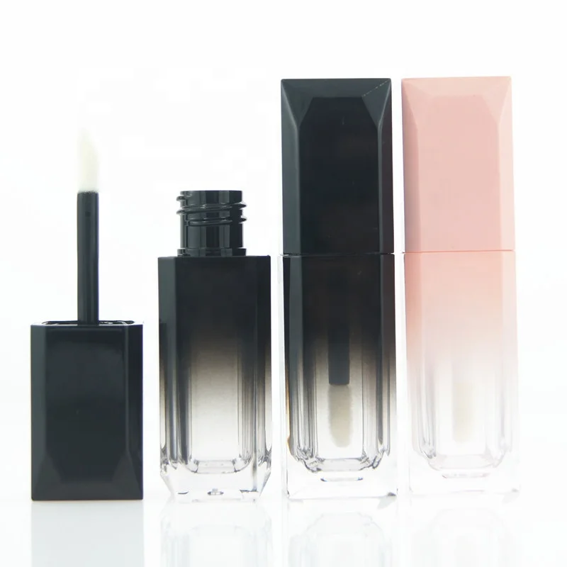 
5ml Popular design gradient black waterproof material lip gloss container with wands cosmetic liquid lip gloss tube 