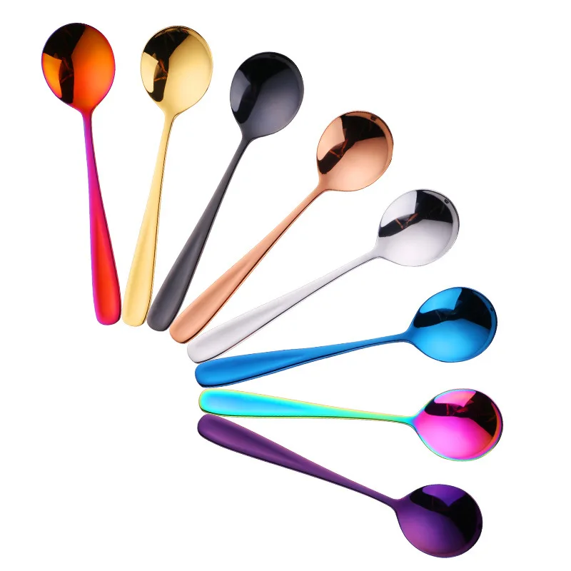 

High quality Stainless steel Color Tea spoon Coffee spoons Custom Laser Logo, Silver/gold/rose gold/black/blue/purple/rainbow/red