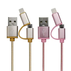 All In One Sync Usb Charging Cord,Multi Function Mobile USB Cable Fast Charging,3 In 1 Nylon Braided USB Cable