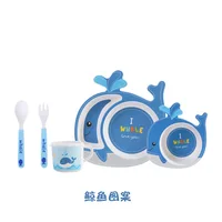 

2020 New Amazon FDA Eco-Friendly Products Bamboo Fiber Salad Animal Baby Plate BPA Free Baby Gift Set Children Tableware
