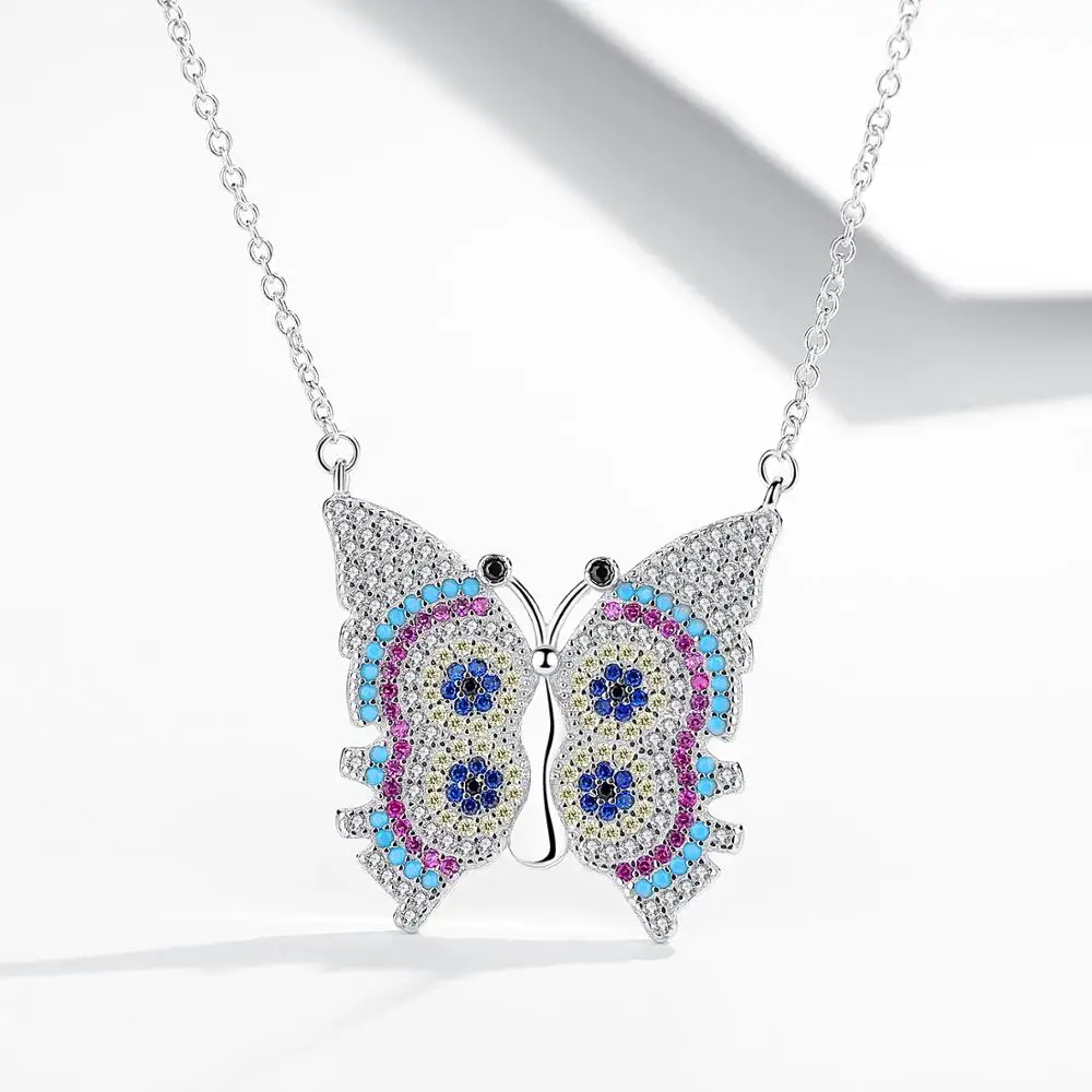 

The 925 Sterling Silver Jewelry Butterfly Blue Eyes Women Pendant Necklace