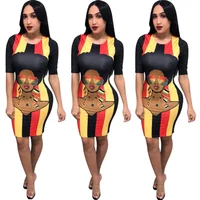 

Hot selling PB8311 women fashion half sleeve striped printed bandage dresses