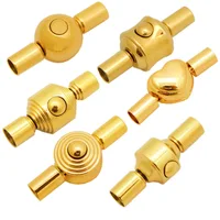 

3.2mm/4.2mm Hole Gold Plated Stainless Steel Box Clasp Bayonet Lock Clasps For DIY Leather Cord Bracelets