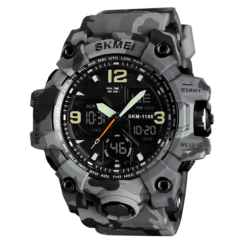 

hot selling SKMEI 1155B dual time sport watch analog digital watches for men