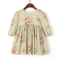 

RTS 2019 Spring Summer Clearance New Flower Printing Korean Simple Version Baby Girl Dress Long Sleeve Lovely Children's Dress