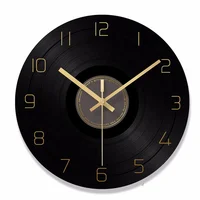 

Hot Sale 30cm Stylish Round Souvenir Gift Black Vinyl Record Glass Wall Clock