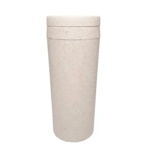 400ml Double Layer  Biodegradable Wheat Straw Fiber Cup Water Bottle Insulated Mug