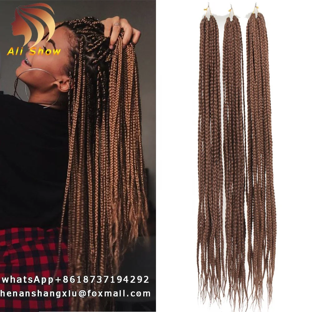 

Ali Show Long Bulk Crochet Braid Medium Box Braids 30 Inch 135g High Temperature Synthetic Braiding Hair