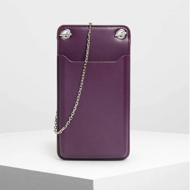 Пользовательские pu vegan кожаный черный Дамы crossbody телефон кошелек с держателем карты для iphone