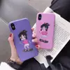 Cartoon Pattern Painted Skater Simple Cover Purple Pink Soft TPU Case for iPhone X, Lovely Cute Fashion Protective Phone Case