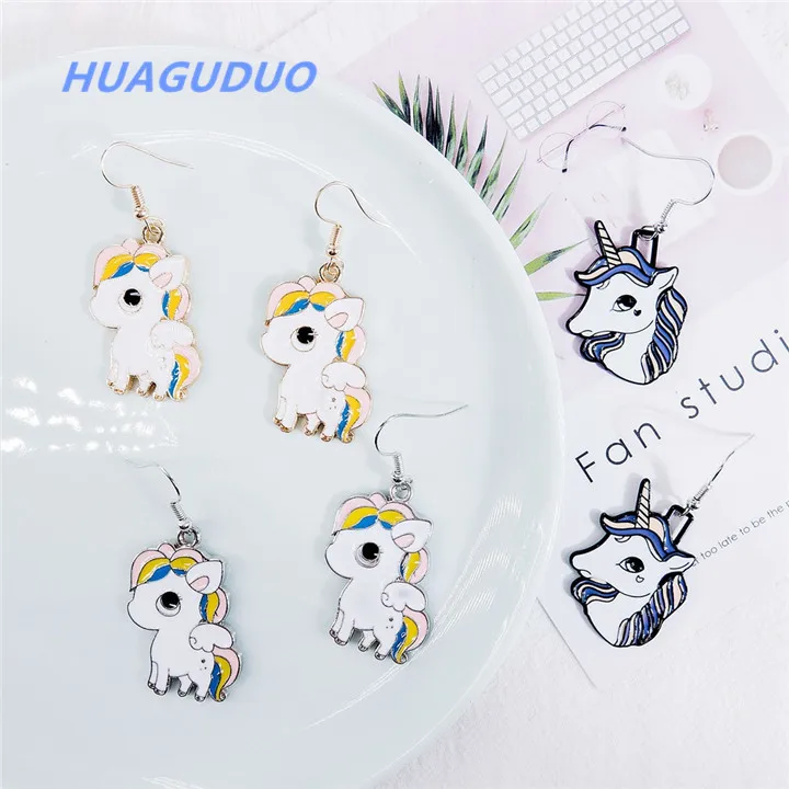 

Imported fashion jewelry thailand popular unicorn drop earrings laddies girls fancy design cartoon pretty personalized earring