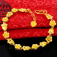 

Vietnam Alluvial Gold Hand Chain for Women Brass Rose Flower Chain Bracelets