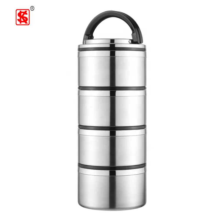 Stainless Steel 304 Vacuum Thermos Food Warmer Insulated  Lunch Box 1-4 layers Takeaway food container with handle