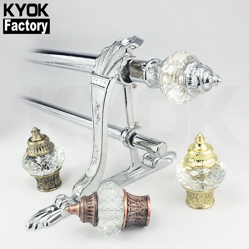 

KYOK Top Quality Bed Finials Windows Decorative Crystal Glass Finials For Curtain Rods Top Quality Curtain Rod Accessories H520, Ab/ac/gp/cp/ss/sn/mb/bk/bks