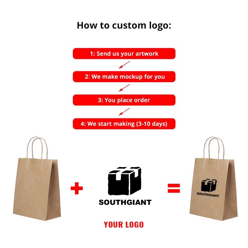 
Custom Logo Print Wholesale Grocery White Brown Kraft Paper Gift Bag With Handle 