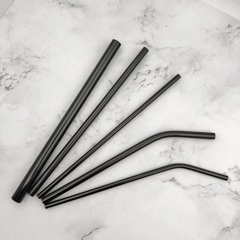 

Straw 304 Stainless Steel Metal Drinking Straw Bubble Tea Straws, Black