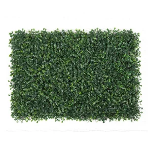 Image of Plastic Hedge Plant Artificial Boxwood Panels UV Protected Faux Greenery Mats Use Vertical Garden Fence Green Wall