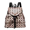Women Backpack Diamond Geometric Plaid Geo Bagpack For Teenage Girls Drawstring Bag PU leather Backpack