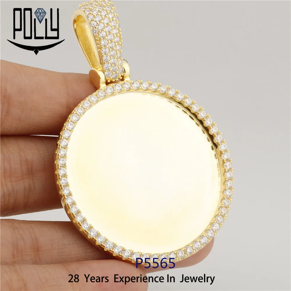 Wholesale men 925 silver iced out cz hip hop jewelry photo frames charm pendant in stock